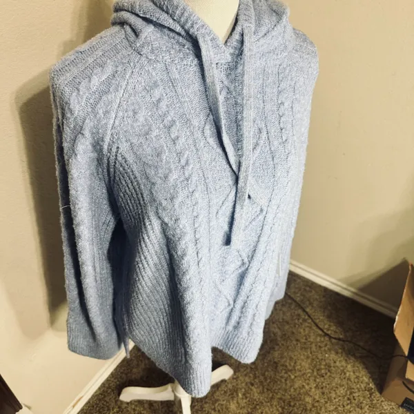 NWT Abercrombie &‎ Fitch Womens M Light Blue Super Soft Hooded Sweater Lounge - Image 2