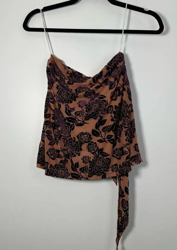 Princess Polly Velvet Burnout Mini Skirt Morelli Purple Beige Size 8 NWT - Image 2