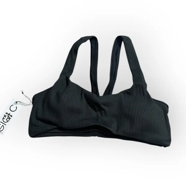 GIGI C Revolve Andrea Sports Bra Women's Small Black Ribbed Cutout V-Back New - Image 3