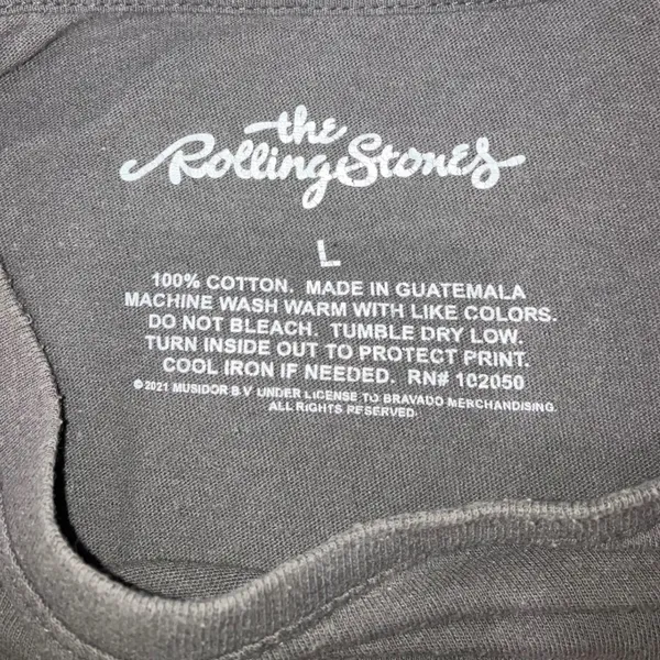 The Rolling Stones‎ Graphic Tee Women L Grey Tongue Logo Oversized Boxy Band Tee - Image 9