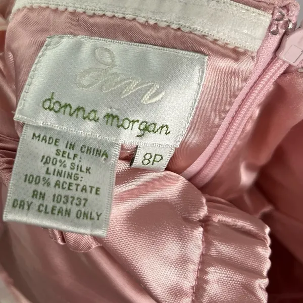 Donna Morgan Blush Pink‎ Chiffon Strapless Formal Dress 8 - Image 9