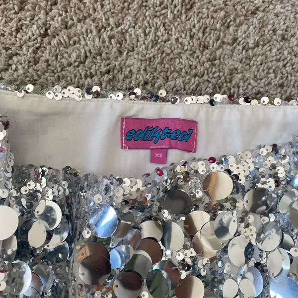 Edikted Dazzling Silver Mini Skirt - Image 4