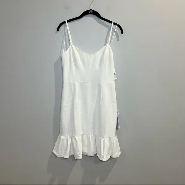 Dress the Population Mira‎ White Spaghetti-Strap Ruffle-Hem Mini Dress NWT - Image 3