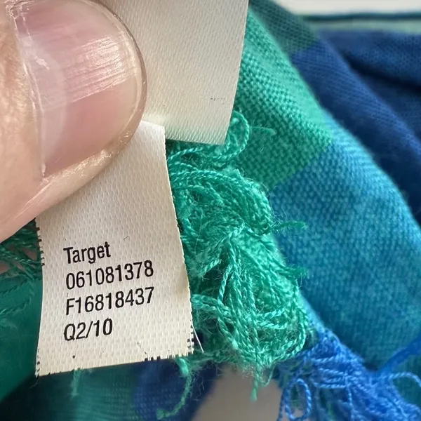 Target Plaid Gauze Scarf‎ Blue Green Teal Frayed Edge Grunge Aesthetic - Image 4