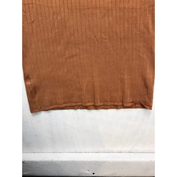 Free People Ribbed‎ Knit Midi Skirt Rust Orange Copper Size Medium Boho Autumn - Image 3