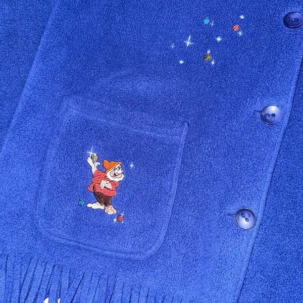 VTG 90s Disney Store Fleece Jacket Large Snow White Seven Dwarfs Embroidered - Image 3