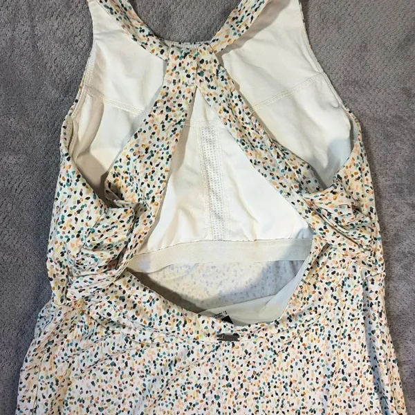 prAna Jewel Lake Dress Women’s L Birch Spots Built-In Bra Pockets Active Midi #7 - Image 11