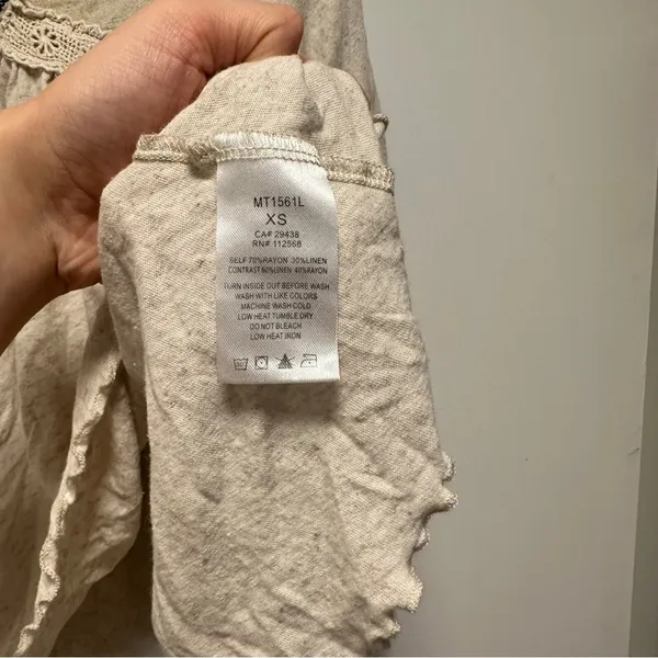 Miss Me Linen Babydoll Lace Embroidered V-Neck Top Flowy Coastal Cowgirl - Image 6