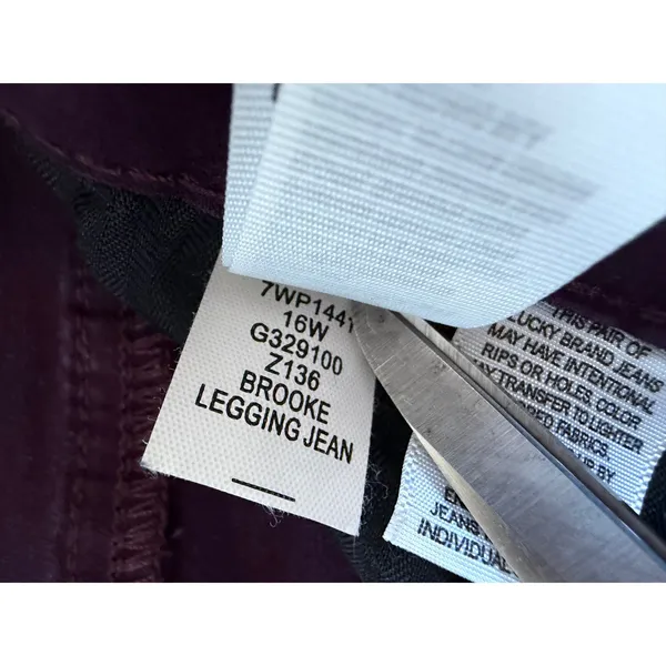Lucky Brand Brooke Legging Jeans Purple Velour Skinny Pants Size 6/28 - Image 7