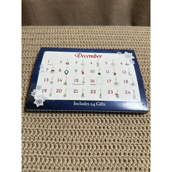 Silver Plated Christmas Advent Charm Collection 24 Gifts Bracelet Necklace - Image 2