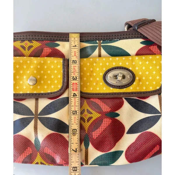 Fossil Key-Per Floral Coated‎ Canvas Crossbody Bag Red Yellow Retro Print - Image 10