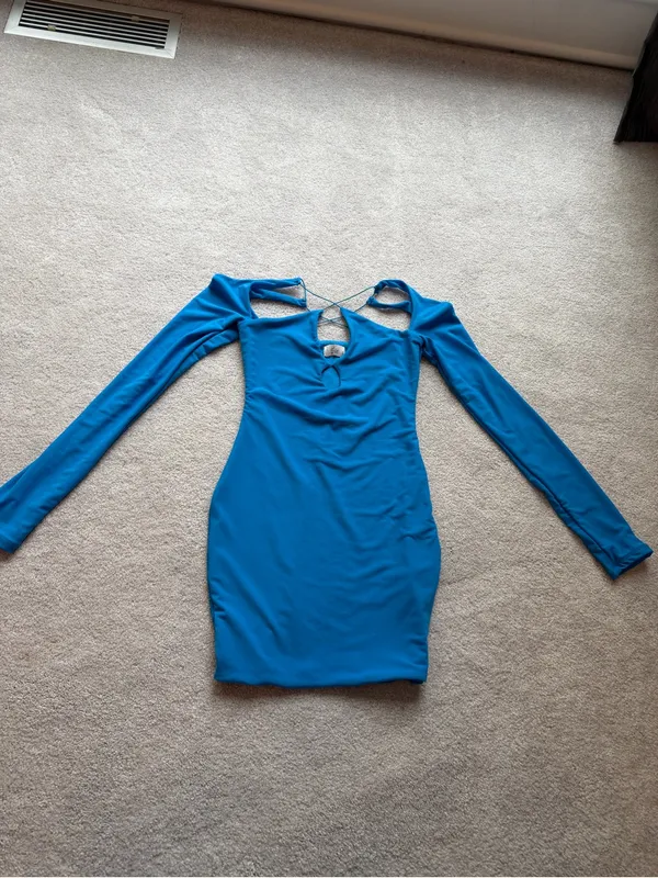 Oh Polly Blue Cutout Mini Dress - Image 3