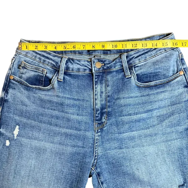 Judy Blue Los Angeles Distressed Boyfriend Fit Raw Hem Jeans Women's Size 15/32 - Image 8