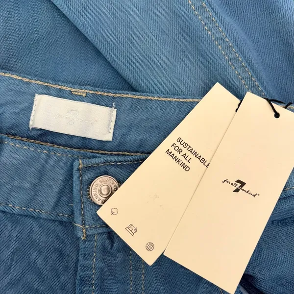 NWT!! 7 FOR ALL MANKIND Balloon Distressed Denim Jeans Tapered Blue Size 26 - Image 8