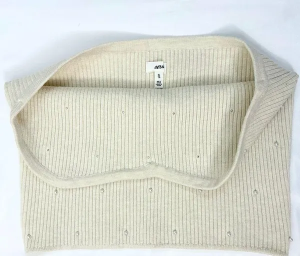 NWOT Aerie Pearl Ribbed Sweater Tube Top - Heather Frost - XL - Image 9
