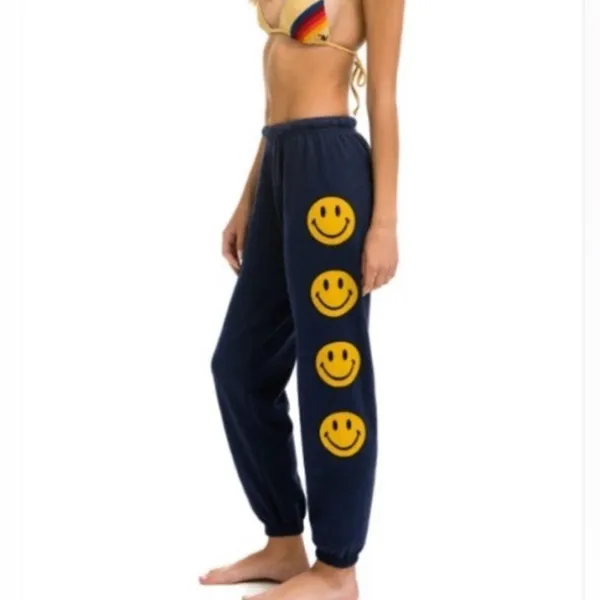 Aviator Nation Navy Smiley 2 Sweatpants Women’s Small - Image 2