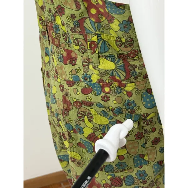 Vintage Jayli Women’s Mushroom Print Overall Shorts Retro Boho Hippie Size XL - Image 6