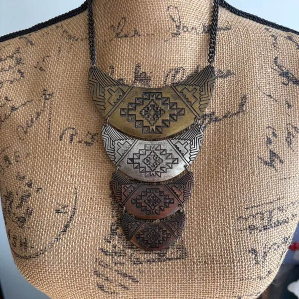 Boutique Boho Layered Aztec Style Bib - Image 2