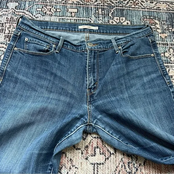 Levi's 505 Straight Dark Wash Straight Leg Jeans Size 12 Mid Rise Denim - Image 7