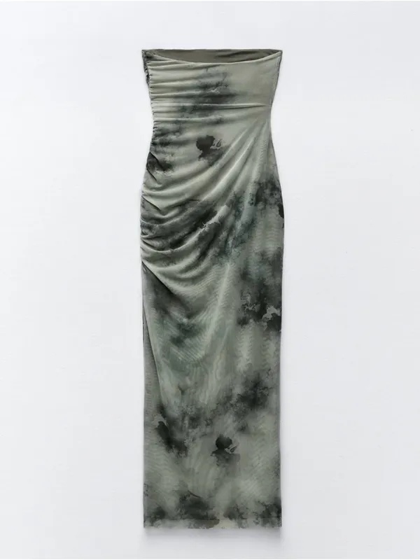 #24 Zara Strapless Cut Out Tulle Midi Dress Size L - Image 7
