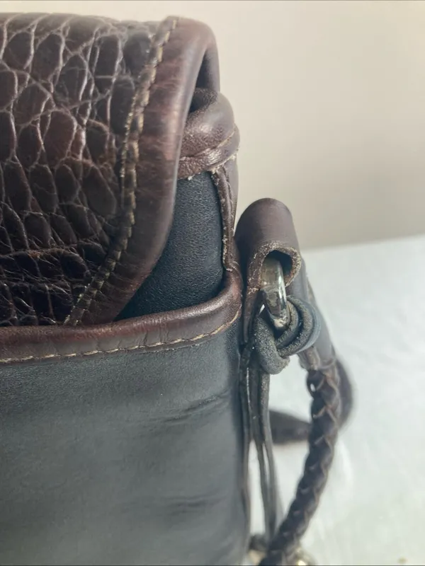 Brighton Cheryl Crossbody Bag Braided Leather Brown Silver Heart Fab - Image 11