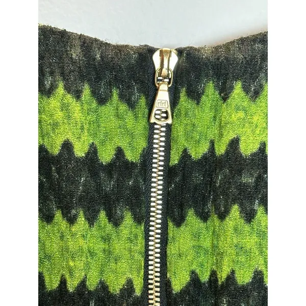 Marni Sleeveless Top Womens 44 Green Black Chevron Silk Blend Made in Italy - Image 4