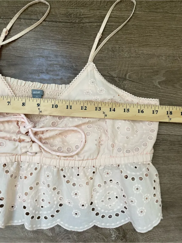 Aerie Eyelet Ruffle Tank Top Size XL Soft Pink Coquette Girl Cottage Feminine - Image 10