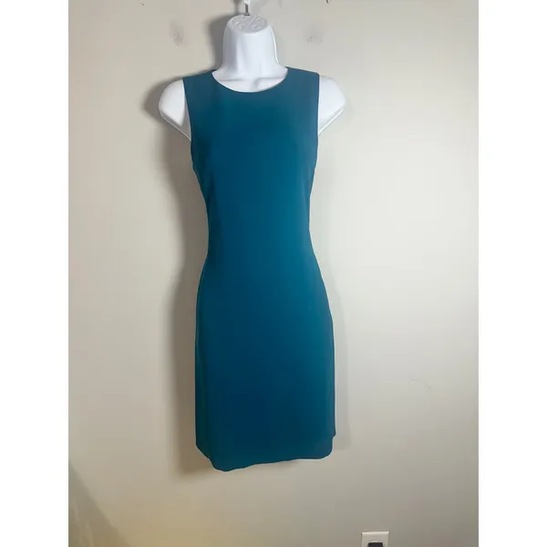 Vince Womens Teal Blue Sleeveless Shift Mini Dress Size 2‎ V1588-90389 - Image 3