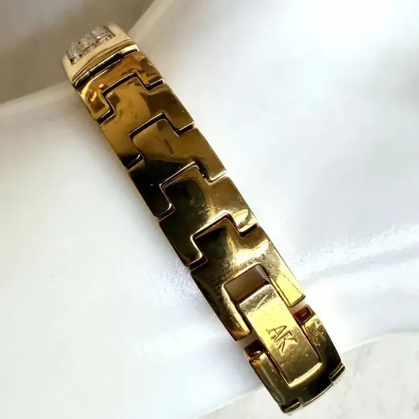 Anne Klein AK Gold Tone Watch Mother of Pearl Dial Crystal Accents Water Resist - Image 4