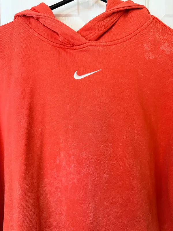 Nike Sportswear Womens Acid Washed Fleece Hoodie Sweatshirt Center Swoosh - Image 3