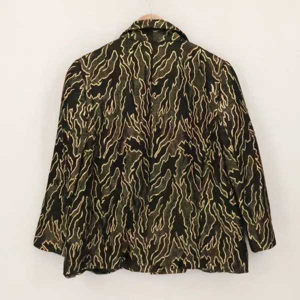 Metallic Tiger Print Brocade Blazer Womens Size S Gold Black Evening NYE Party - Image 4