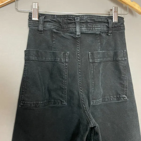 Zara Jeans Marine Straight Jeans Size‎ 0 Women Wide Leg Raw Hem Faded High Rise - Image 9