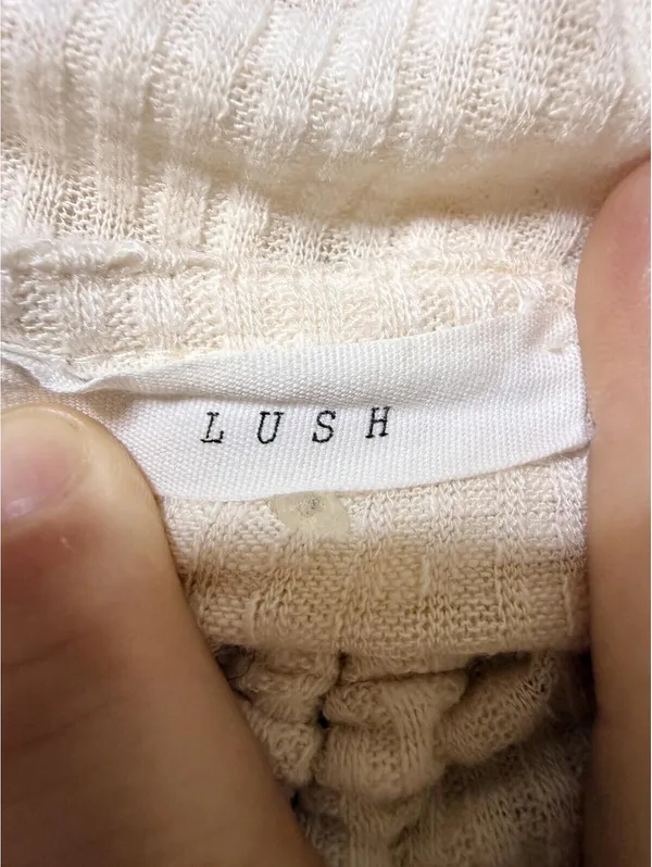 Lush Women’s Small Cream Ribbed Ruched Front Long Sleeve Crop Top Boho Coquette - Image 3