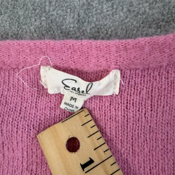 Easel Los Angeles Women's Medium Pink Henley V-Neck Long Sleeve Sweater Knit - Image 5