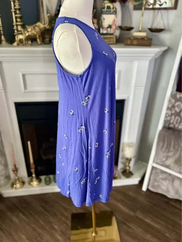 Old Navy Purple Floral Sleeveless Shift Dress Women’s Medium - Image 2