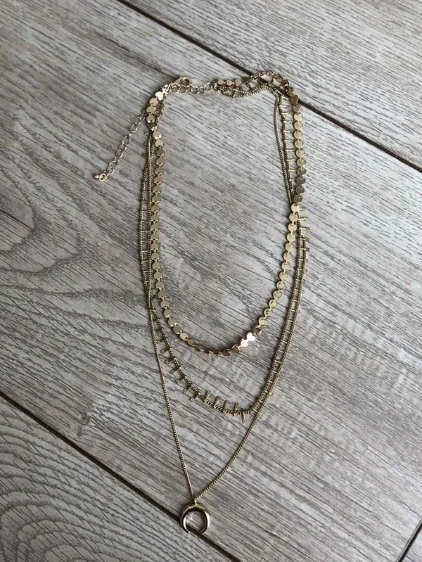 H&M Gold Layered Crescent Moon Necklace - Image 2
