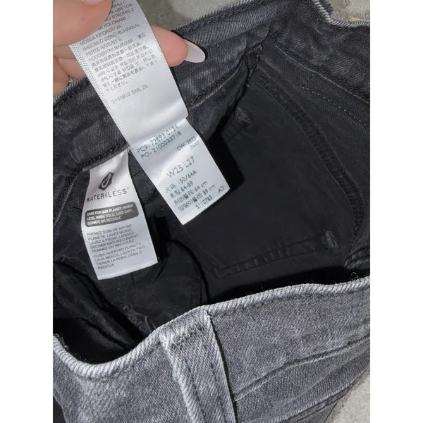 levis ribcage straight ankle black washed jeans 25x27 button fly - Image 6
