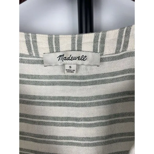 Madewell Lakeline Hester Stripe Linen Blend Popover Hi Low Blouse Size‎ S - Image 4