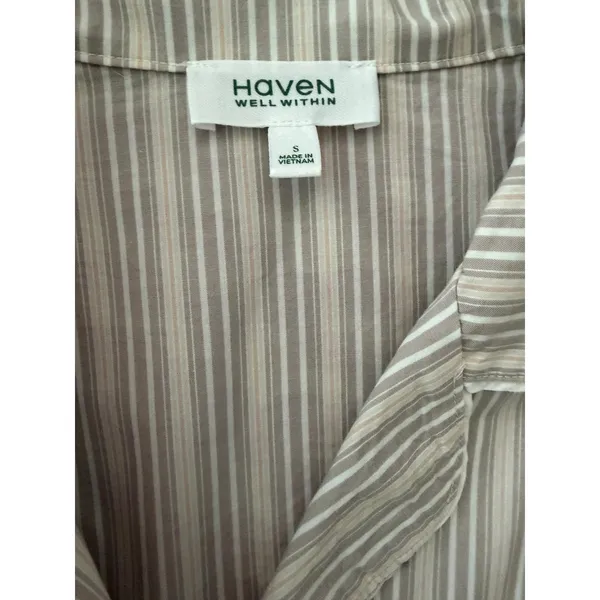 Haven Well Within Striped Cotton Pajama Set Size S Tan - Image 2