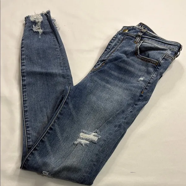 American Eagle Outfitters Medium Blue Ripped Skinny Jeans - Image 2