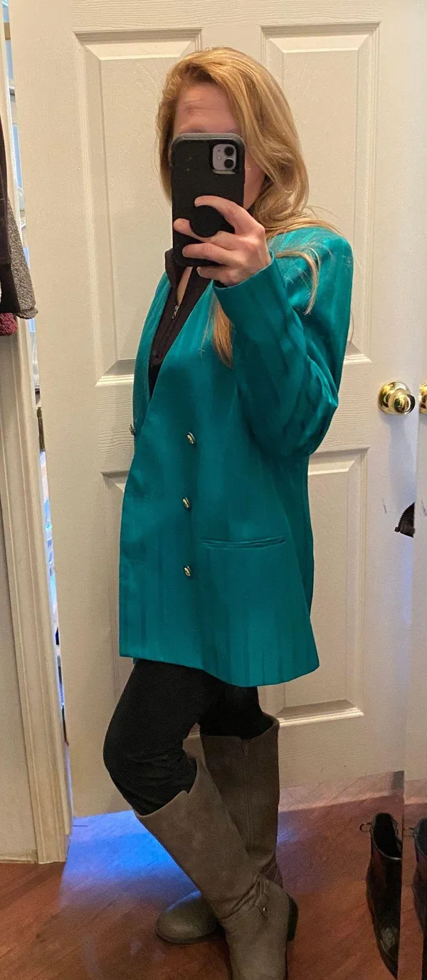 Executive Collection Vintage Teal Pinstripe Suit - Image 12