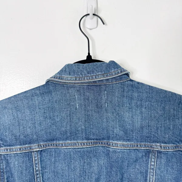 Madewell The Shrunken Stretch Jean Denim Jacket Classic Style Layering Blue S - Image 13