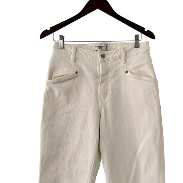 ABERCROMBIE & FITCH The 90’s Relaxed Ivory Off White High Rise Curve Jeans - Image 8