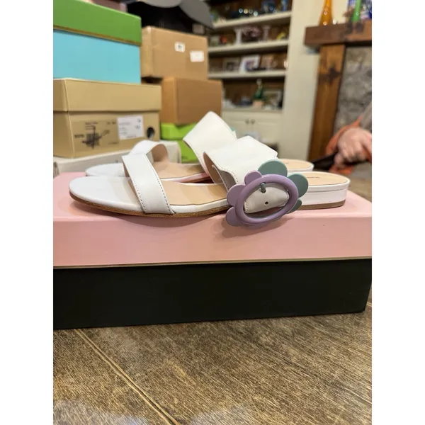 Kate‎ Spade New York Womens Fabi Flat Sandals White Lavender Size 7.5 - Image 3