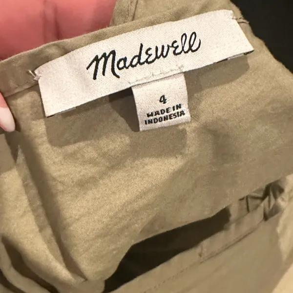 Madewell Khaki Olive Green Cold Shoulder Cotton Neutral Minimalist Sundress 4 - Image 8