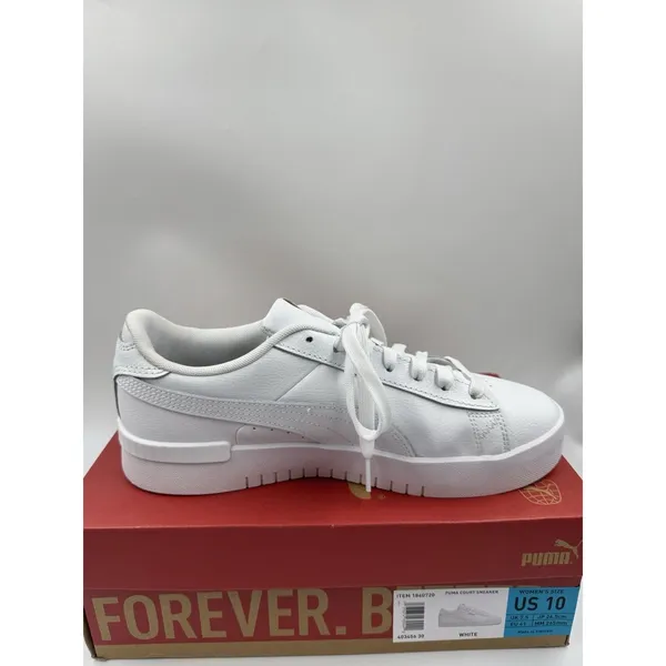 PUMA Court Sneaker, White, Women's Casual Low Top Leather Shoes Size 10 - Image 12