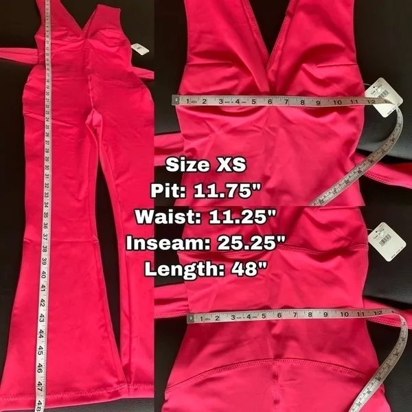 Free People Jumpsuit After Hours Flared‎ Workout Athletic Belted Pink XS NWT - Image 10