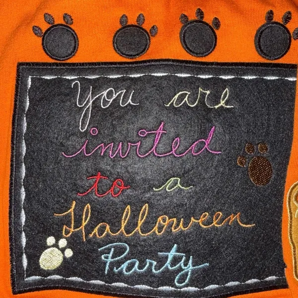 vintage Onque Casuals orange Halloween cardigan embroidered cats pumpkins medium - Image 2