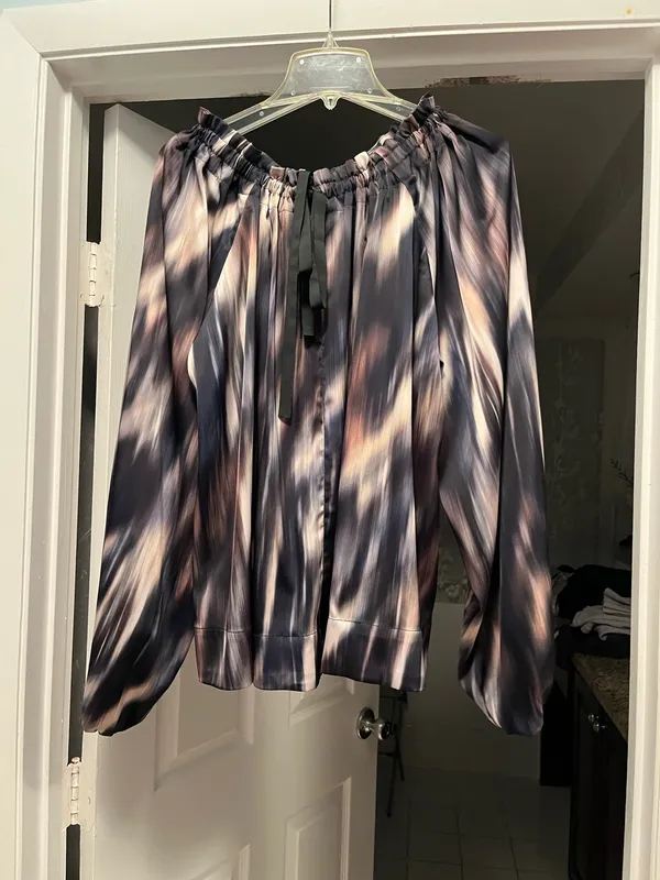 NWOT S H&M Multi-Color Women’s Smocked Neck Long Sleeve Blouse Business Casual - Image 7
