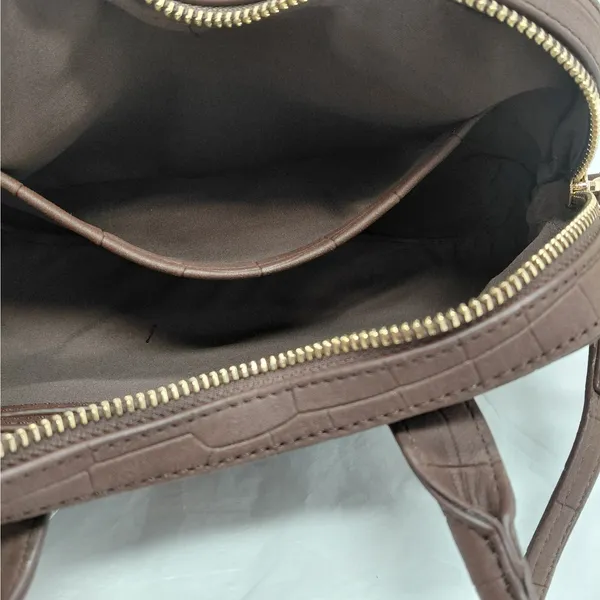 Womens Satchel Shoulder Bag Brown Croc Embossed Crossbody Handbag Work Everyday - Image 8